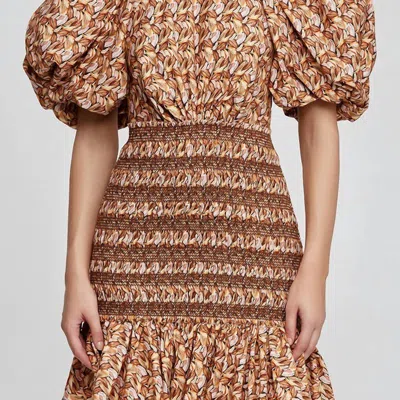 Acler Brooks Dress In Neutral Leaves In Brown