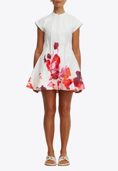 Acler Chapelhill Floral Print Mini Dress In White