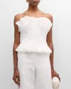 Acler Clements Strapless Frilled Top In Ivory