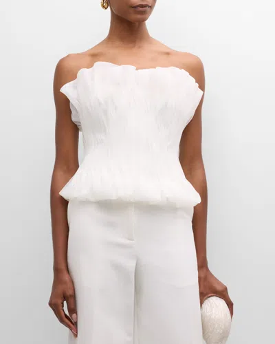 Acler Clements Strapless Frilled Top In White