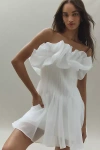 Acler Clements Strapless Organza Mini Dress In White
