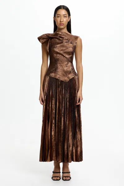 Acler Cornmore Midi Dress In Brown