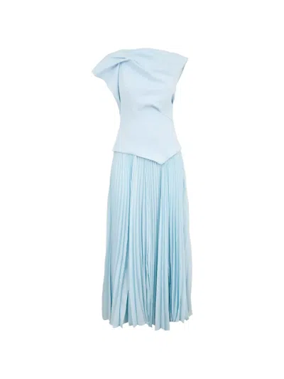 Acler Cornmore Pleated Midi Dress In Blue