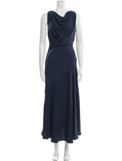 Pre-owned Acler Cowl Neck Long Dress In Blue