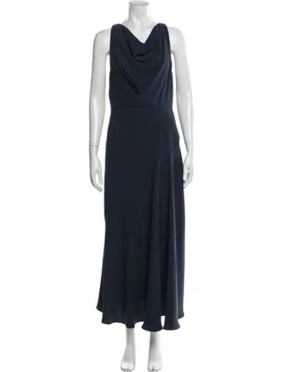 Pre-owned Acler Cowl Neck Long Dress In Blue