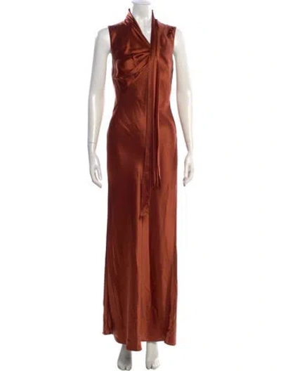 Pre-owned Acler Cowl Neck Long Dress In Orange