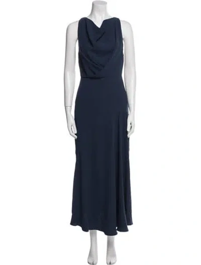 Pre-owned Acler Cowl Neck Long Dress W/ Tags In Blue
