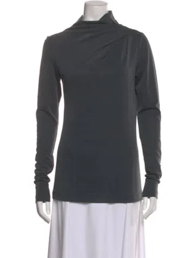 Pre-owned Acler Cowl Neck Long Sleeve Top In Gray