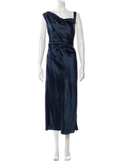Pre-owned Acler Cowl Neck Midi Length Dress In Blue