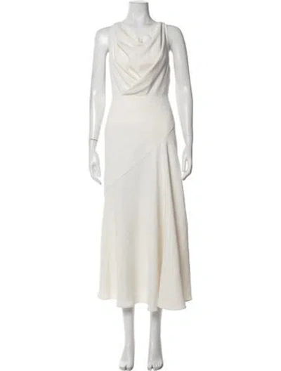Pre-owned Acler Cowl Neck Midi Length Dress In White