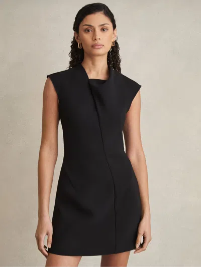 Acler Crepe Draped-neck Mini Dress In Black