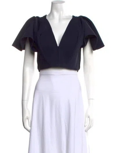 Pre-owned Acler Crew Neck Short Sleeve Crop Top In Blue