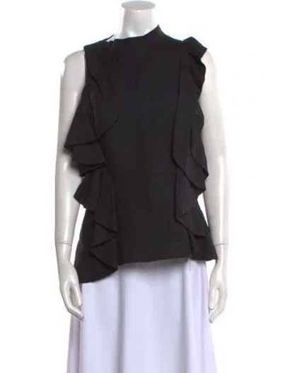 Pre-owned Acler Crew Neck Sleeveless Blouse In Black