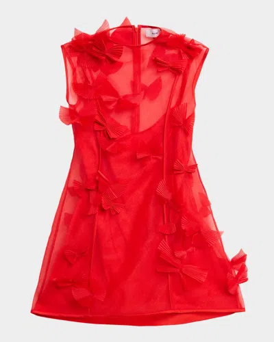 Acler Croanford Sheer 3d Appliqué Mini Dress In Red