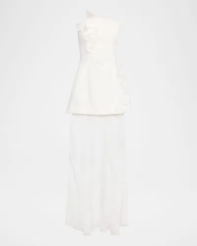 Acler Culloden Butterfly Strapless Maxi Dress In White