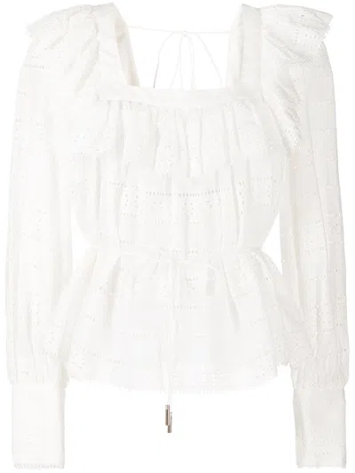 Acler Cut Out-detail Ruffled Blouse In White