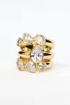 Acler Damon Triple Stack Ring In Gold