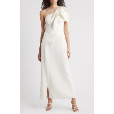 Acler Daneway One-shoulder Ruffle Gown In Ivory