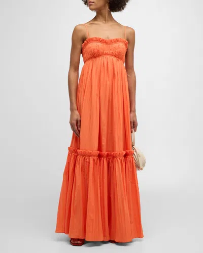 Acler Dartnell Smocked Maxi Dress In Apricot