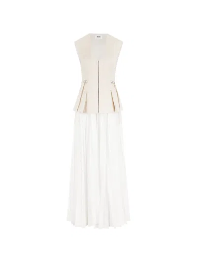 Acler Delny Pleated Peplum Dress In White