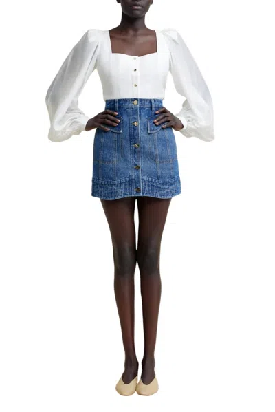 Acler Denim Taren Skirt In Blue