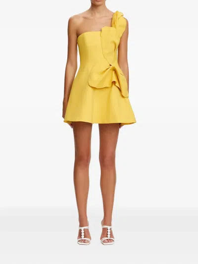 Acler Drake One-shoulder Ruffled Mini Dress In Yellow