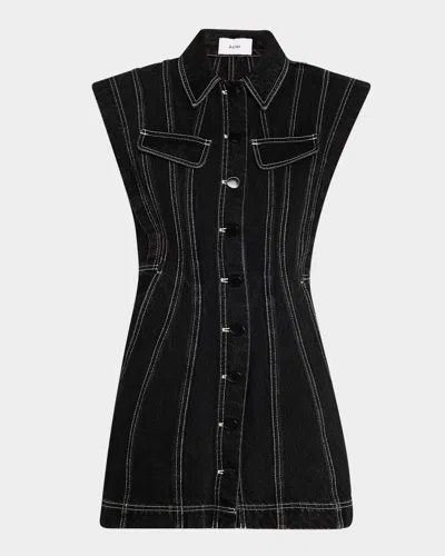 Acler Eagleton Denim Mini Dress In Black