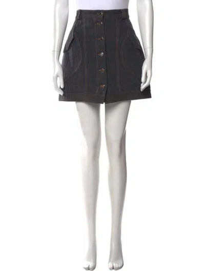Pre-owned Acler Embroidered Accent Mini Skirt In Blue