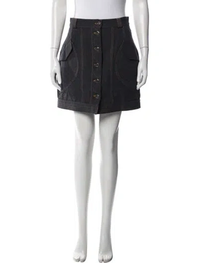 Pre-owned Acler Embroidered Accent Mini Skirt In Blue