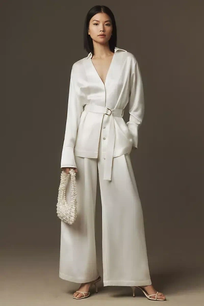Acler Belted Wide-leg Trousers In White
