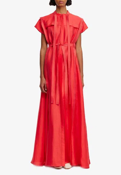 Acler Fairyhill Satin Maxi Dress In Red