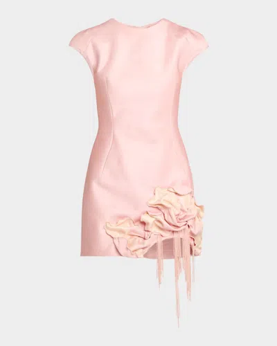 Acler Femme Fatale Radburn Appliqué Fringe Cotton-blend Mini Dress In Pink