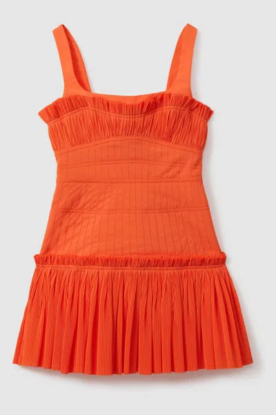 Acler Fitted Pleated Mini Dress In Orange