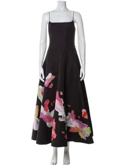 Pre-owned Acler Floral Print Long Dress In Black