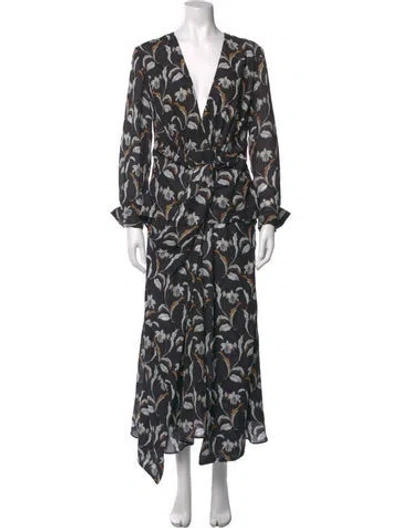Pre-owned Acler Floral Print Long Dress In Black