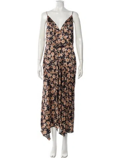 Pre-owned Acler Floral Print Long Dress In Blue