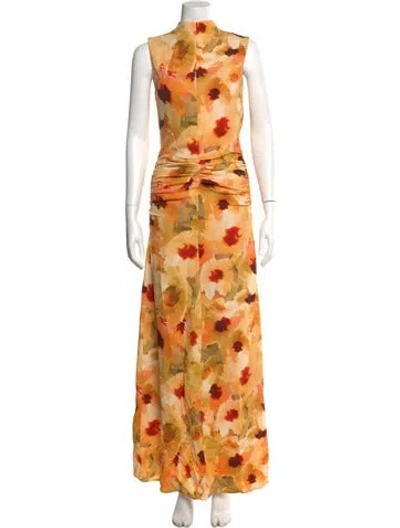 Pre-owned Acler Floral Print Long Dress In Multi
