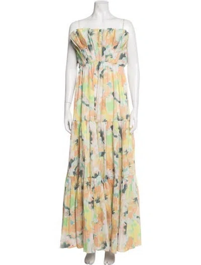 Pre-owned Acler Floral Print Long Dress In Multicolor