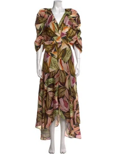 Pre-owned Acler Floral Print Long Dress In Orange