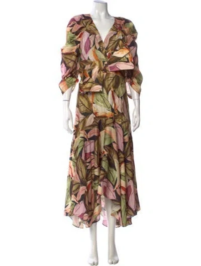 Pre-owned Acler Floral Print Long Dress In Orange