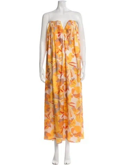 Pre-owned Acler Floral Print Long Dress In Orange