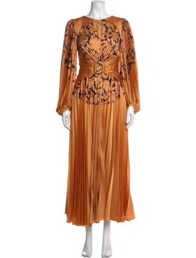 Pre-owned Acler Floral Print Long Dress In Orange