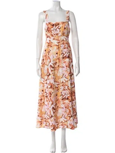Pre-owned Acler Floral Print Long Dress In Orange