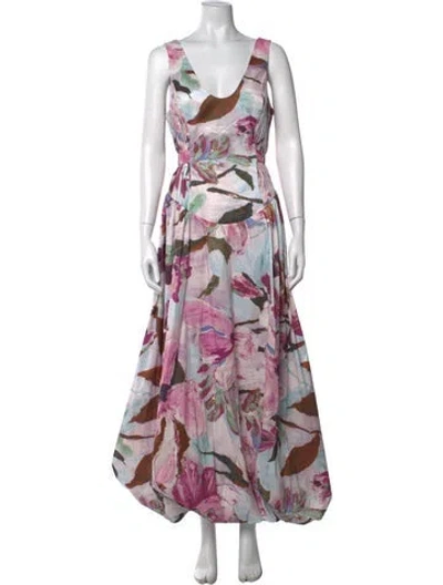 Pre-owned Acler Floral Print Long Dress In Pink