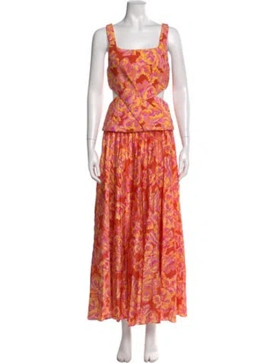 Pre-owned Acler Floral Print Long Dress W/ Tags In Orange