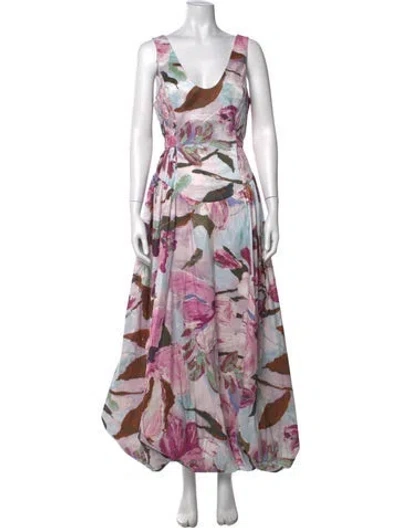 Pre-owned Acler Floral Print Long Dress W/ Tags In Pink