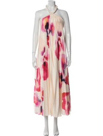 Pre-owned Acler Floral Print Long Dress W/ Tags In Pink