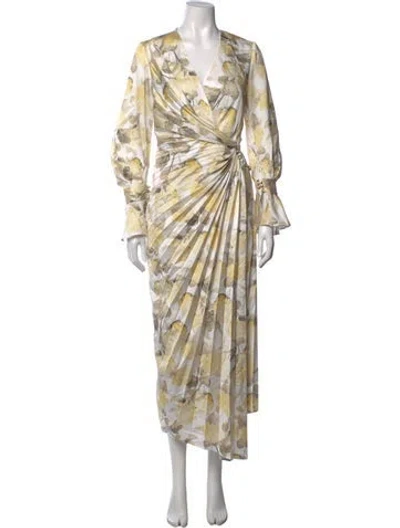 Pre-owned Acler Floral Print Long Dress In White