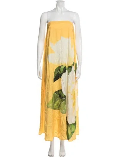 Pre-owned Acler Floral Print Long Dress In Yellow