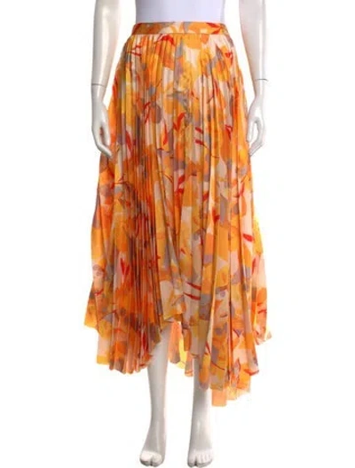 Pre-owned Acler Floral Print Long Skirt In Orange